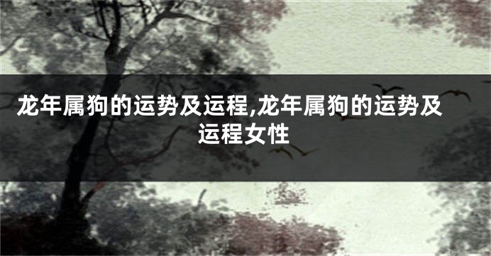 龙年属狗的运势及运程,龙年属狗的运势及运程女性