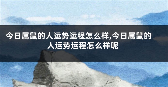 今日属鼠的人运势运程怎么样,今日属鼠的人运势运程怎么样呢