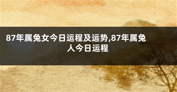 87年属兔女今日运程及运势,87年属兔人今日运程