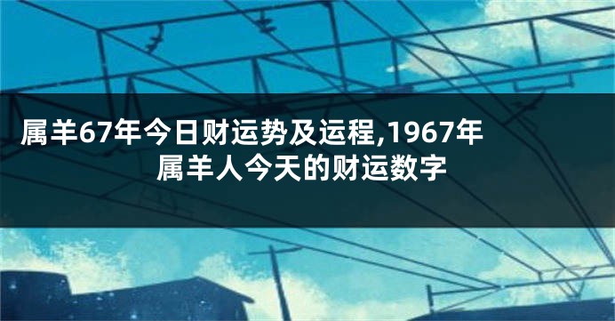 属羊67年今日财运势及运程,1967年属羊人今天的财运数字