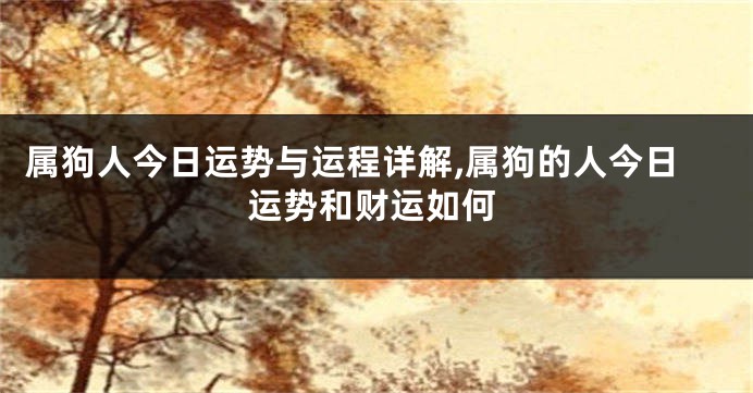 属狗人今日运势与运程详解,属狗的人今日运势和财运如何