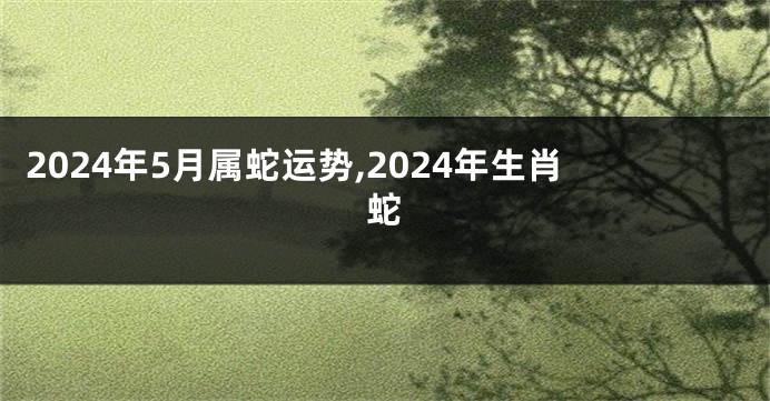 2024年5月属蛇运势,2024年生肖蛇