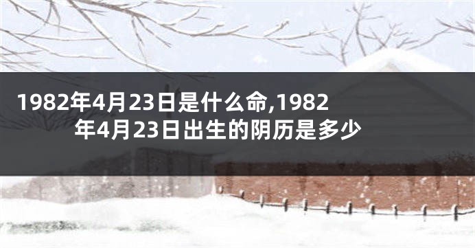 1982年4月23日是什么命,1982年4月23日出生的阴历是多少