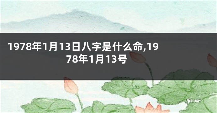 1978年1月13日八字是什么命,1978年1月13号
