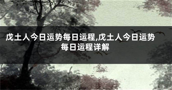 戊土人今日运势每日运程,戊土人今日运势每日运程详解