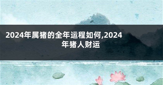 2024年属猪的全年运程如何,2024年猪人财运