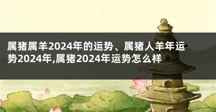 属猪属羊2024年的运势、属猪人羊年运势2024年,属猪2024年运势怎么样