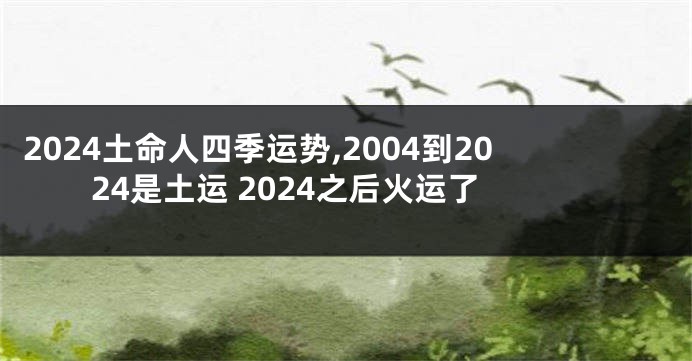 2024土命人四季运势,2004到2024是土运 2024之后火运了