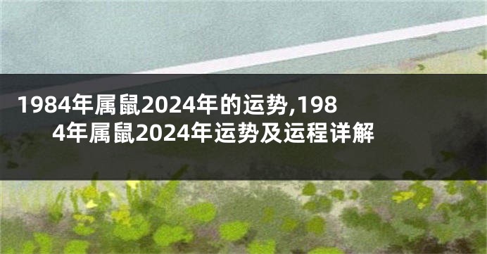 1984年属鼠2024年的运势,1984年属鼠2024年运势及运程详解