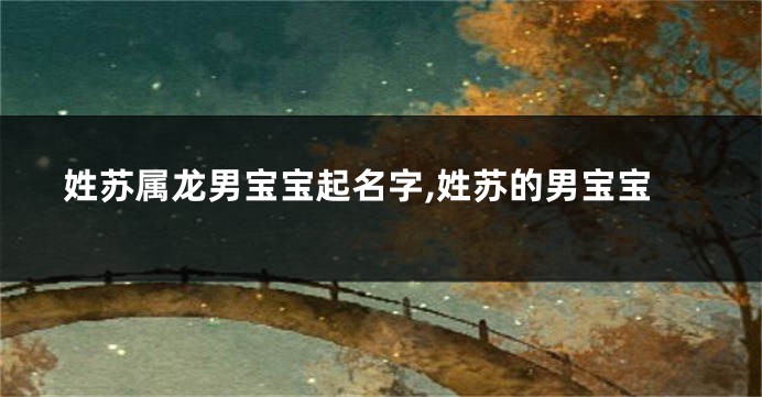 姓苏属龙男宝宝起名字,姓苏的男宝宝