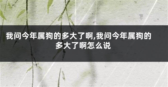 我问今年属狗的多大了啊,我问今年属狗的多大了啊怎么说