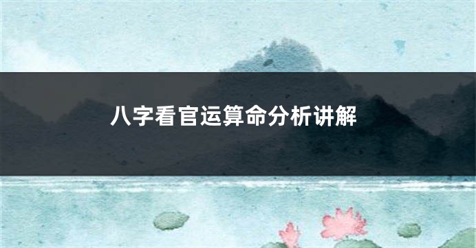八字看官运算命分析讲解