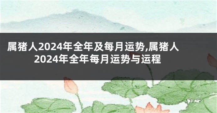属猪人2024年全年及每月运势,属猪人2024年全年每月运势与运程
