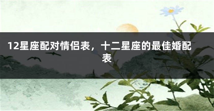 12星座配对情侣表，十二星座的最佳婚配表