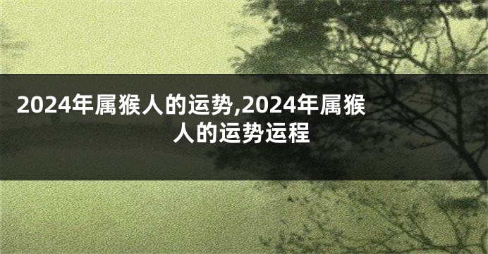 2024年属猴人的运势,2024年属猴人的运势运程