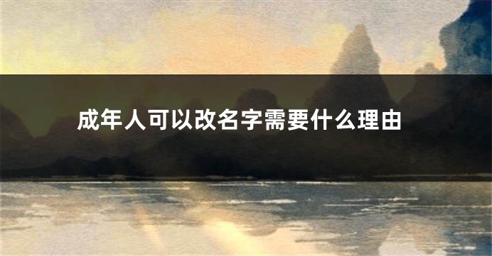 成年人可以改名字需要什么理由
