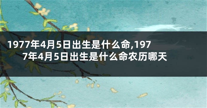 1977年4月5日出生是什么命,1977年4月5日出生是什么命农历哪天