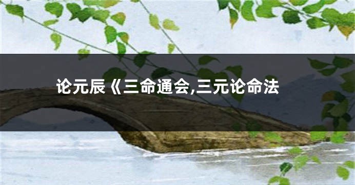 论元辰《三命通会,三元论命法