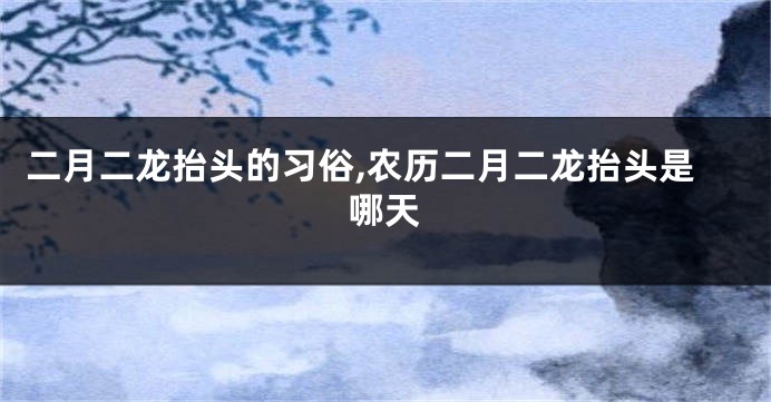 二月二龙抬头的习俗,农历二月二龙抬头是哪天