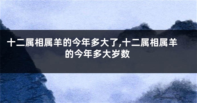 十二属相属羊的今年多大了,十二属相属羊的今年多大岁数