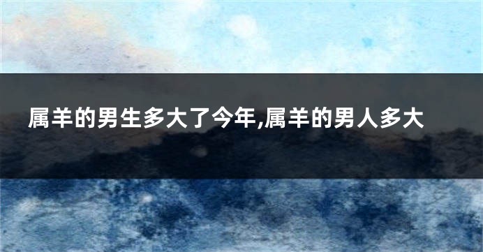 属羊的男生多大了今年,属羊的男人多大