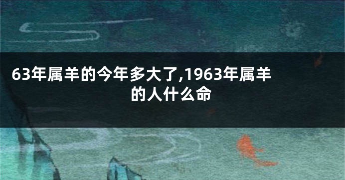 63年属羊的今年多大了,1963年属羊的人什么命