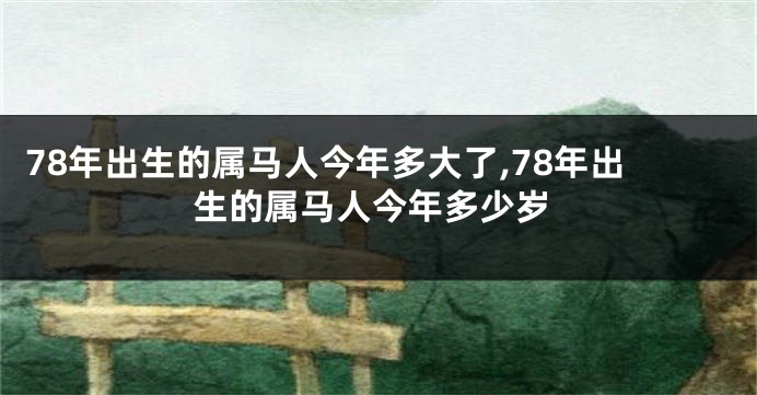 78年出生的属马人今年多大了,78年出生的属马人今年多少岁