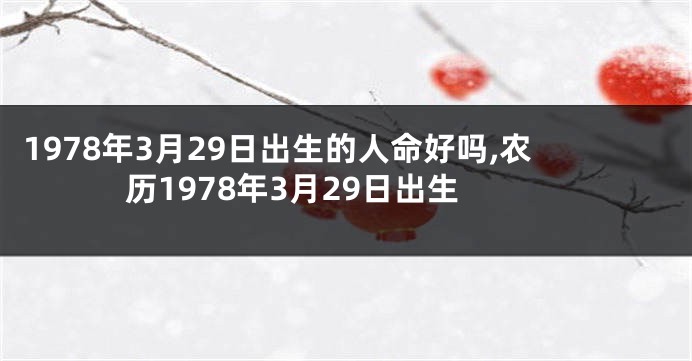 1978年3月29日出生的人命好吗,农历1978年3月29日出生