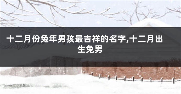 十二月份兔年男孩最吉祥的名字,十二月出生兔男