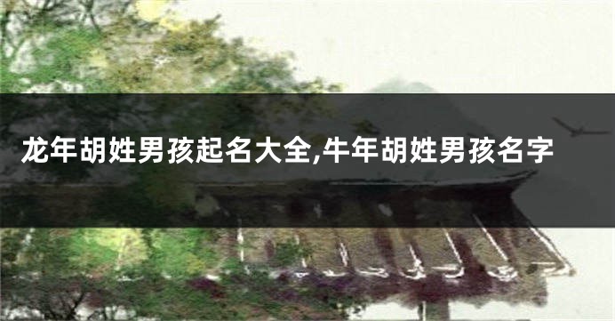 龙年胡姓男孩起名大全,牛年胡姓男孩名字
