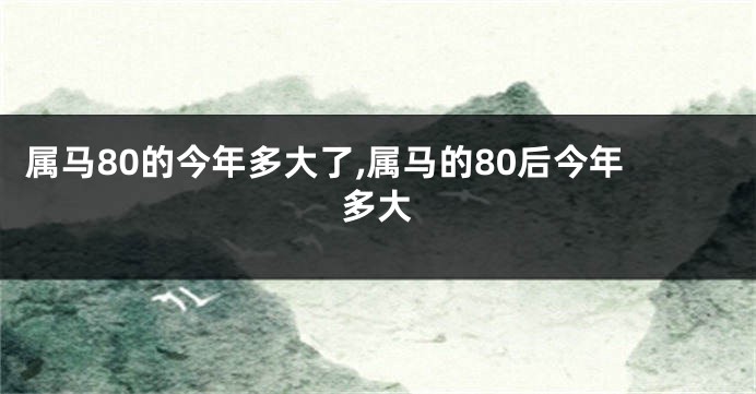 属马80的今年多大了,属马的80后今年多大