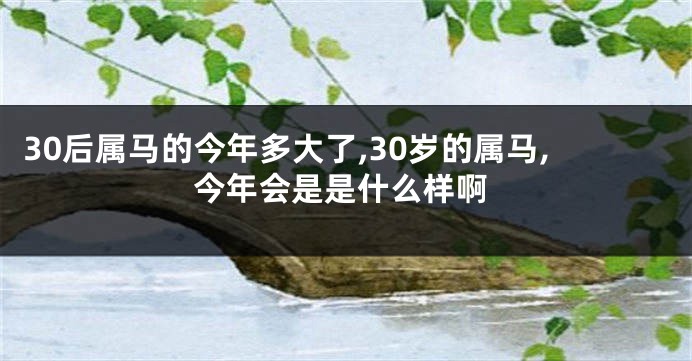 30后属马的今年多大了,30岁的属马,今年会是是什么样啊