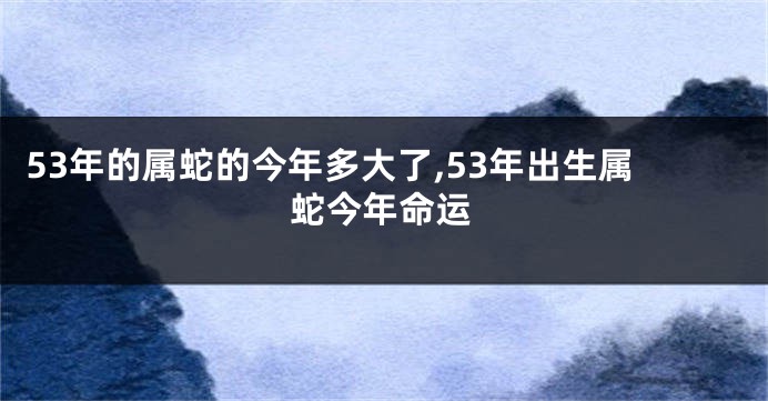 53年的属蛇的今年多大了,53年出生属蛇今年命运