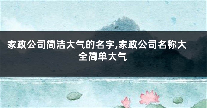 家政公司简洁大气的名字,家政公司名称大全简单大气