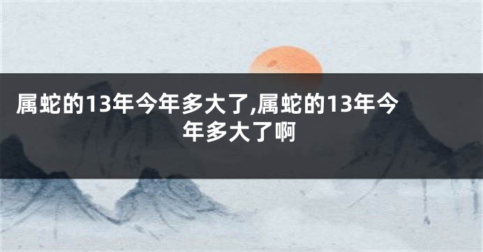 属蛇的13年今年多大了,属蛇的13年今年多大了啊