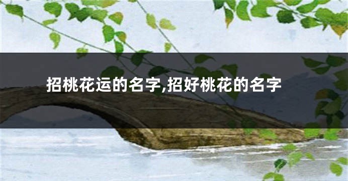 招桃花运的名字,招好桃花的名字