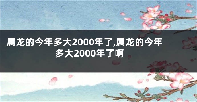 属龙的今年多大2000年了,属龙的今年多大2000年了啊