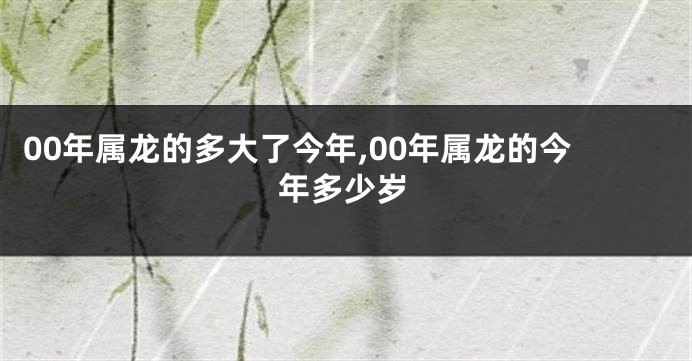 00年属龙的多大了今年,00年属龙的今年多少岁