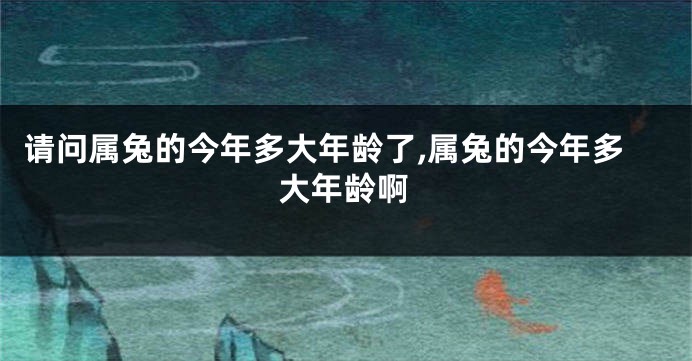 请问属兔的今年多大年龄了,属兔的今年多大年龄啊