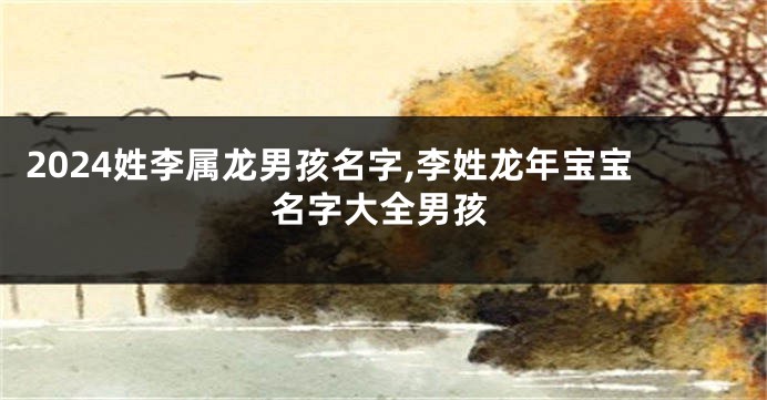 2024姓李属龙男孩名字,李姓龙年宝宝名字大全男孩