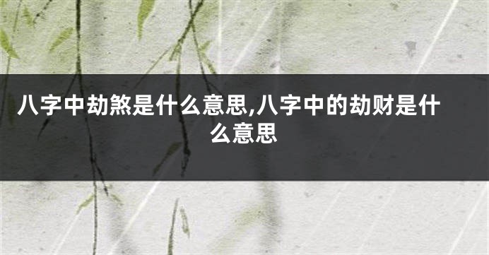 八字中劫煞是什么意思,八字中的劫财是什么意思
