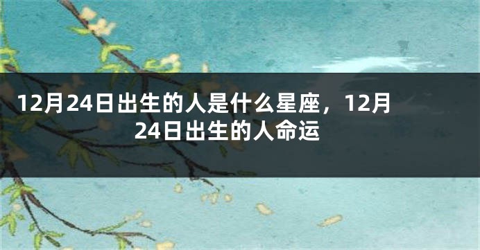 12月24日出生的人是什么星座，12月24日出生的人命运