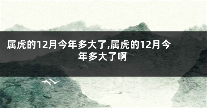 属虎的12月今年多大了,属虎的12月今年多大了啊