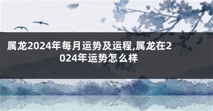 属龙2024年每月运势及运程,属龙在2024年运势怎么样