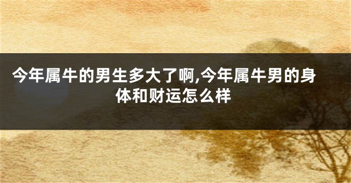 今年属牛的男生多大了啊,今年属牛男的身体和财运怎么样