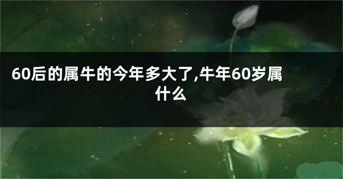 60后的属牛的今年多大了,牛年60岁属什么