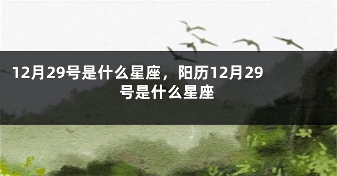 12月29号是什么星座，阳历12月29号是什么星座