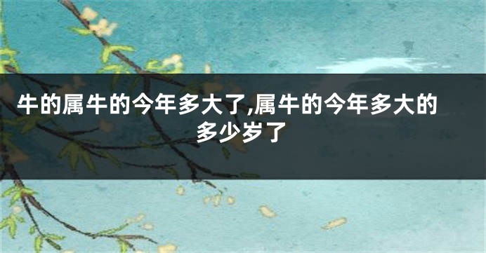 牛的属牛的今年多大了,属牛的今年多大的多少岁了