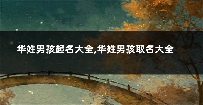 华姓男孩起名大全,华姓男孩取名大全