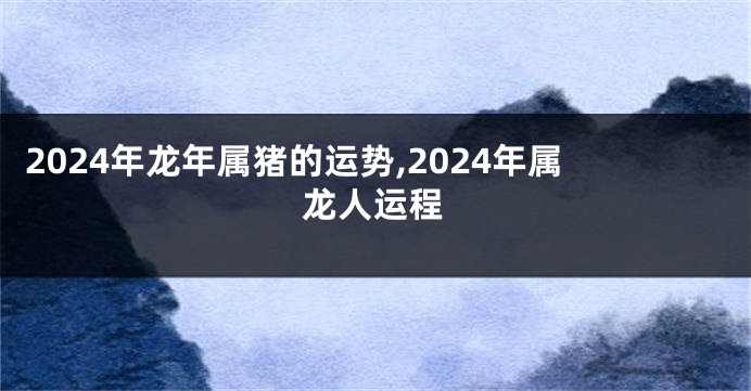 2024年龙年属猪的运势,2024年属龙人运程